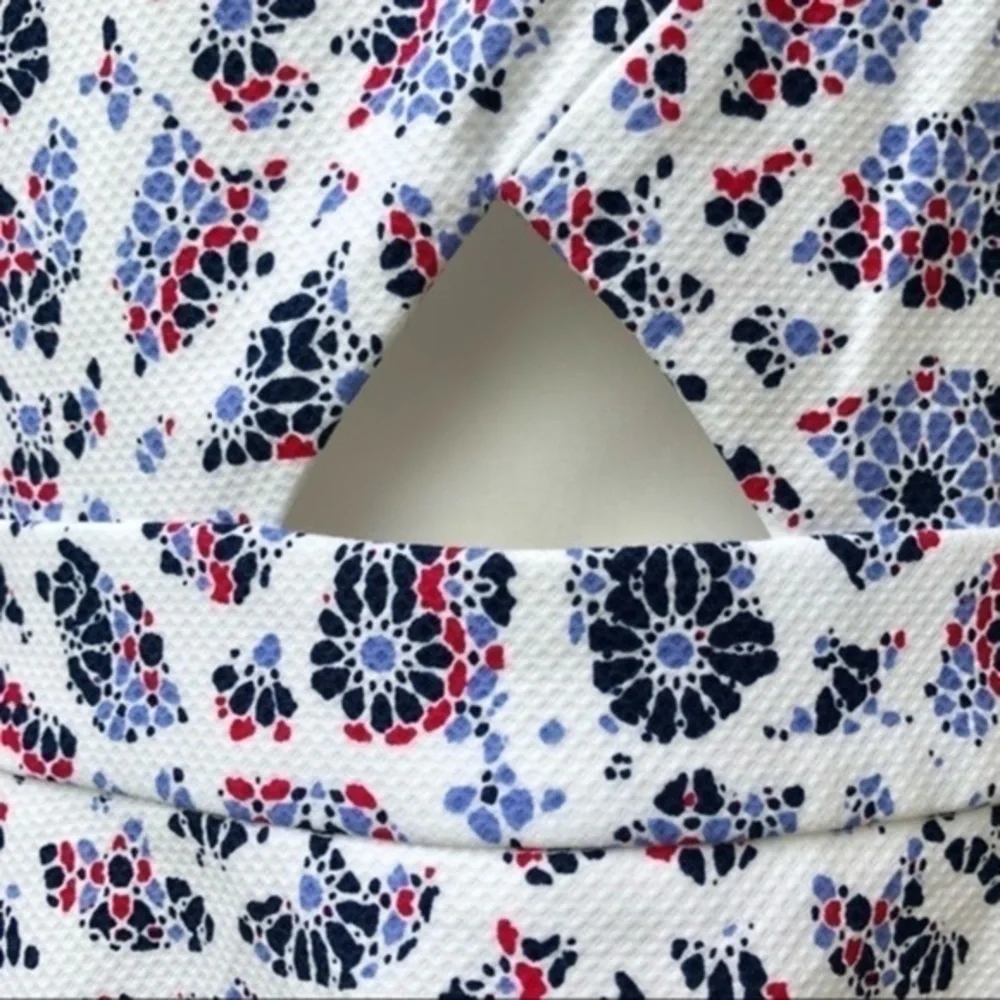 CeCe Mosaic NWT Cutout White Blue Fit & Flare Dress 👗